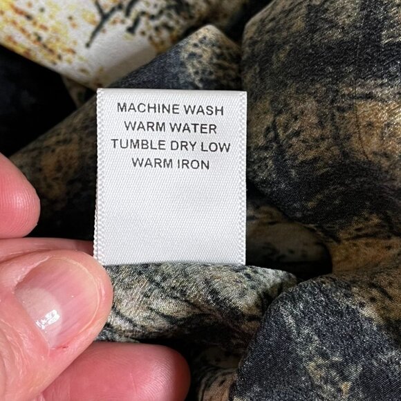 Tianello Blue Multicolor Silk Abstract Print Tunic Blouse Size Large - Picture 12 of 13